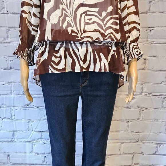 JONES NEW YORK, Animal print sheer loose fit tunic top - Picture 8 of 14